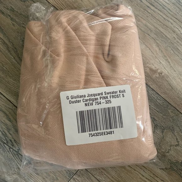 NWT G BY GIULIANA JACQUARD SWEATER KNIT DUSTER CARDIGAN PINK FROST SMALL - Picture 9 of 11